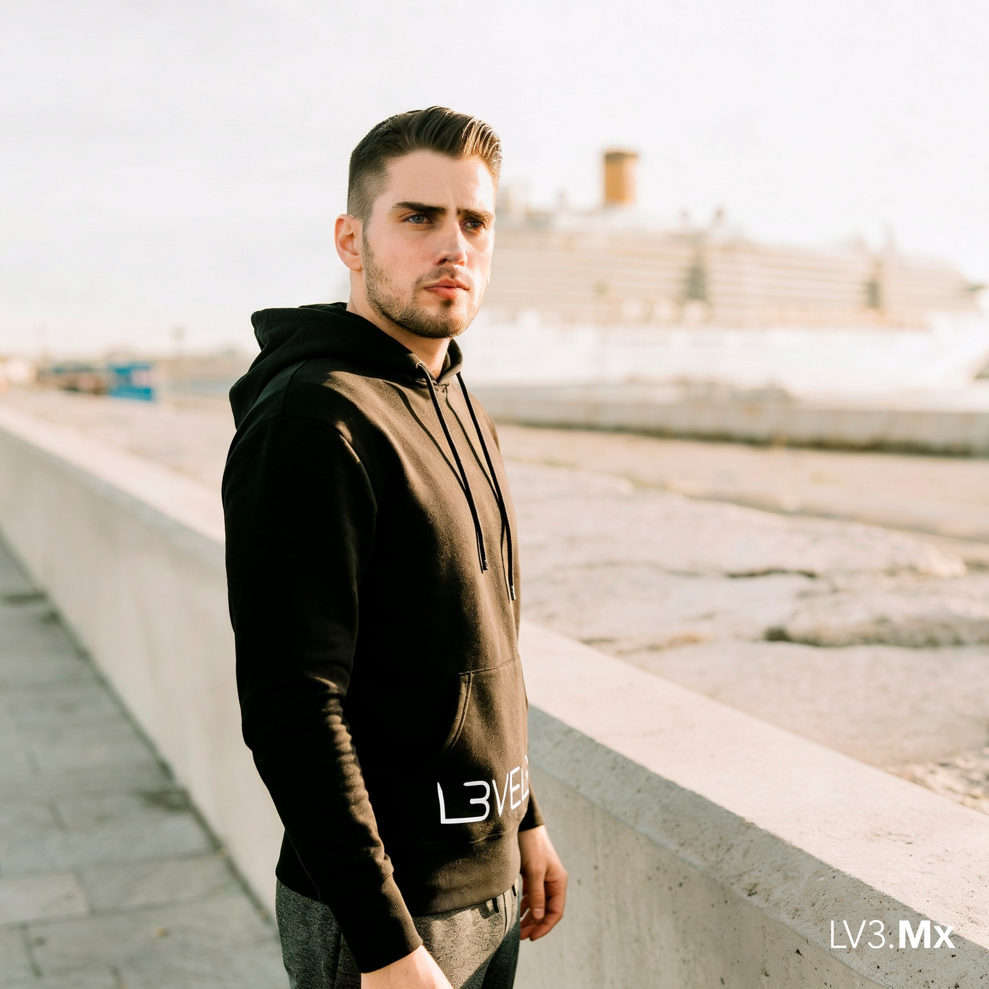 L3VEL3 ESSENTIAL HOODIE - NEGRO