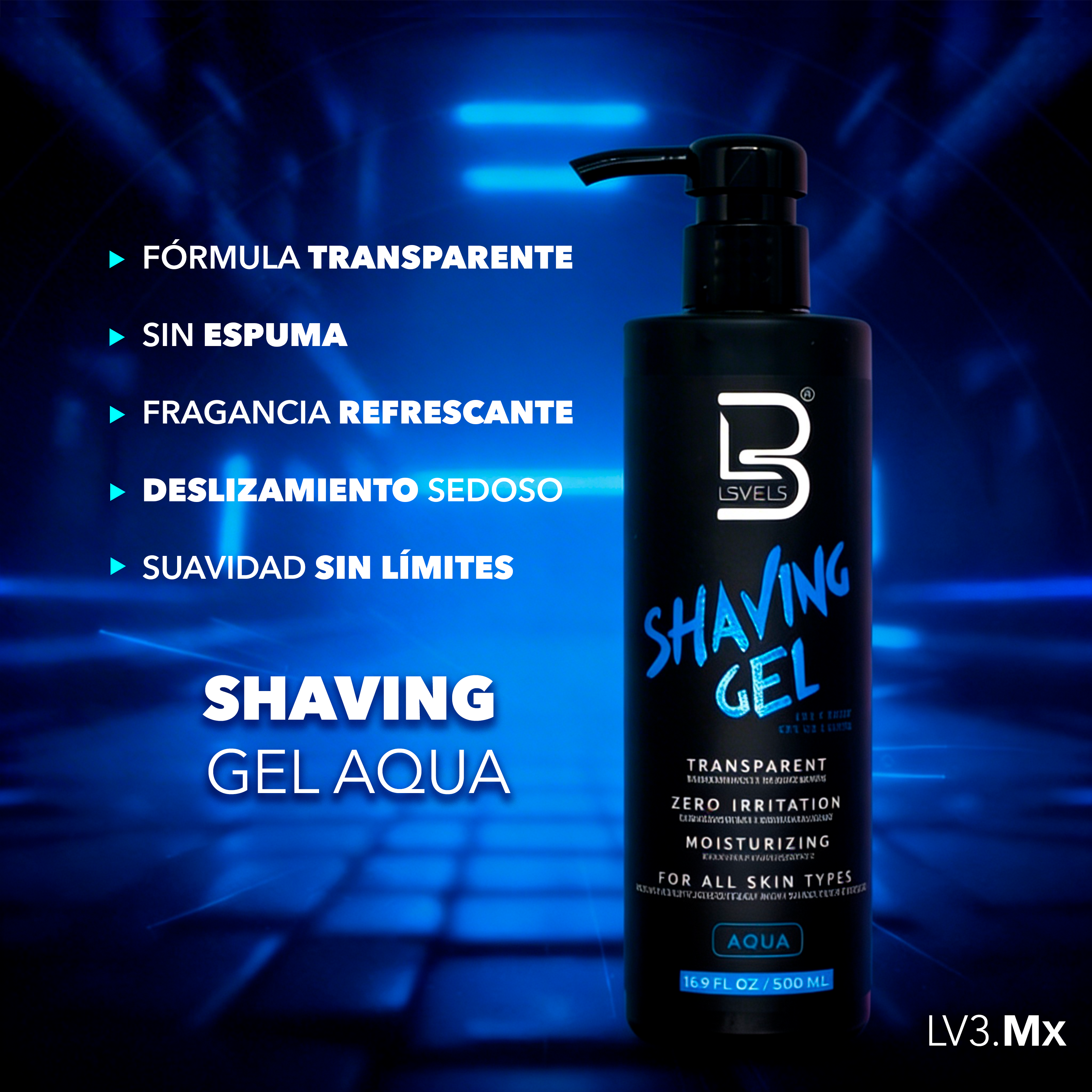 L3VEL3 Shaving Gel Aqua 500 ml