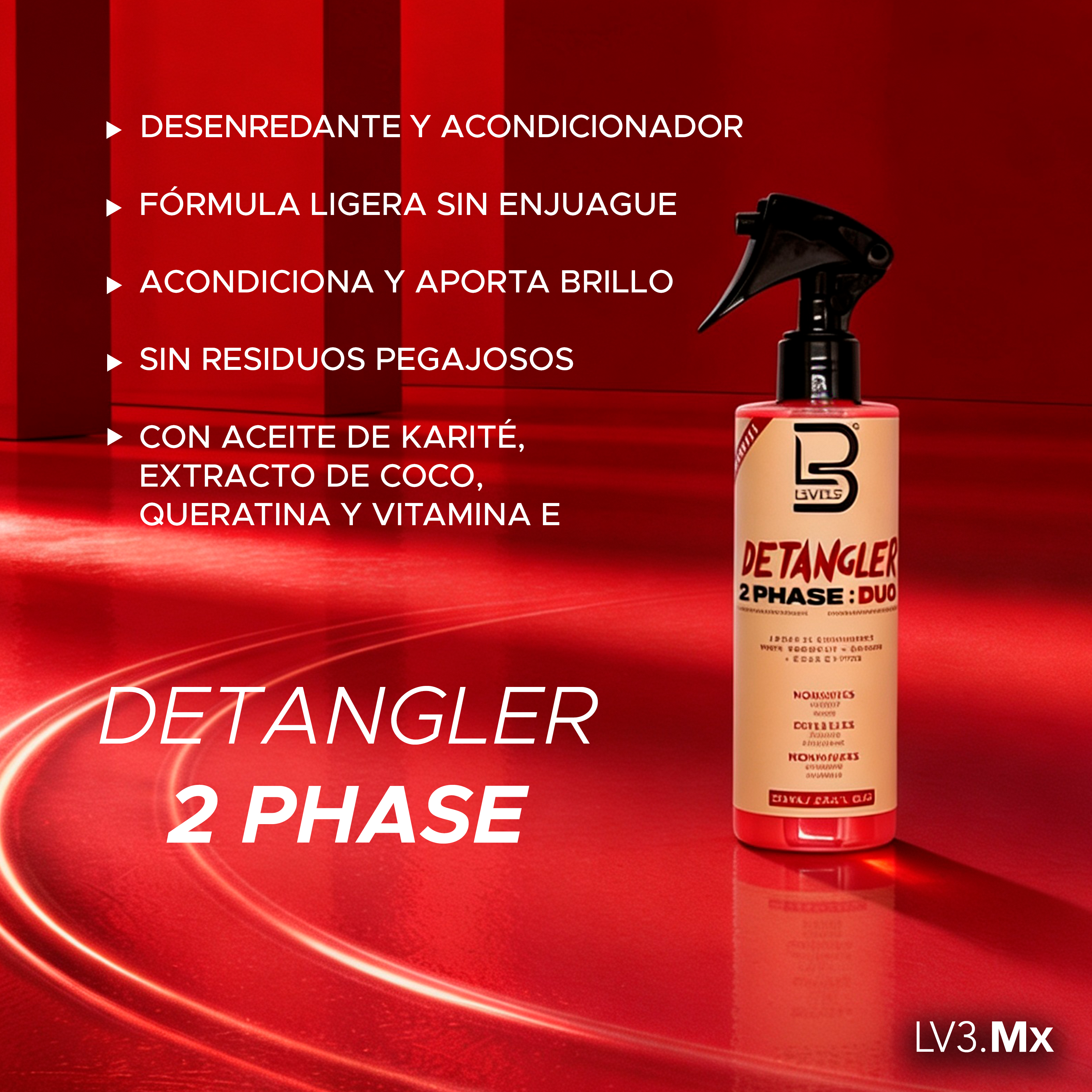 L3VEL3 2 PHASE DETANGLER SPRAY / LEAVE IN CONDITIONER 250ML