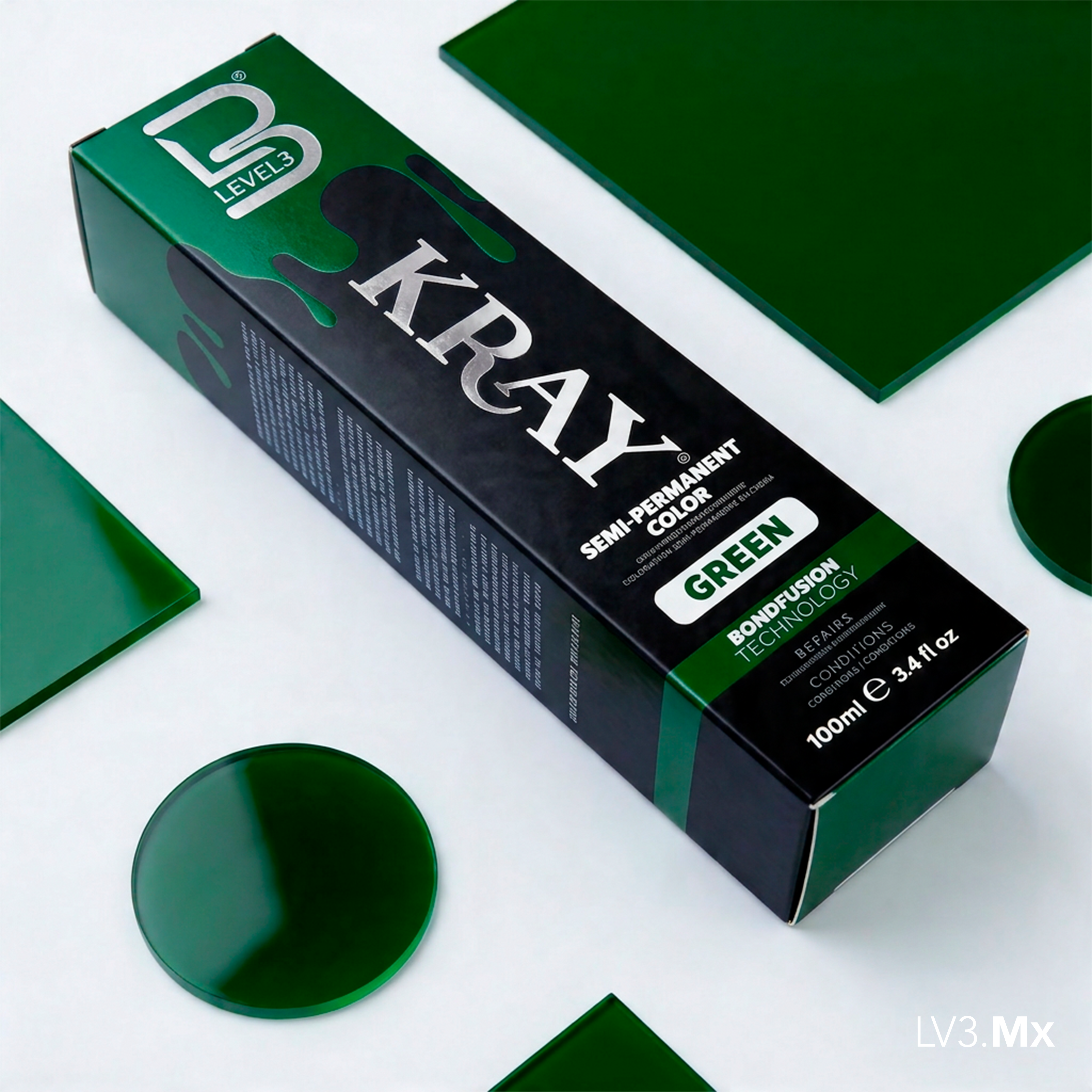 L3VEL3 GREEN SEMI PERMANENT COLOR TUBE 100 ml
