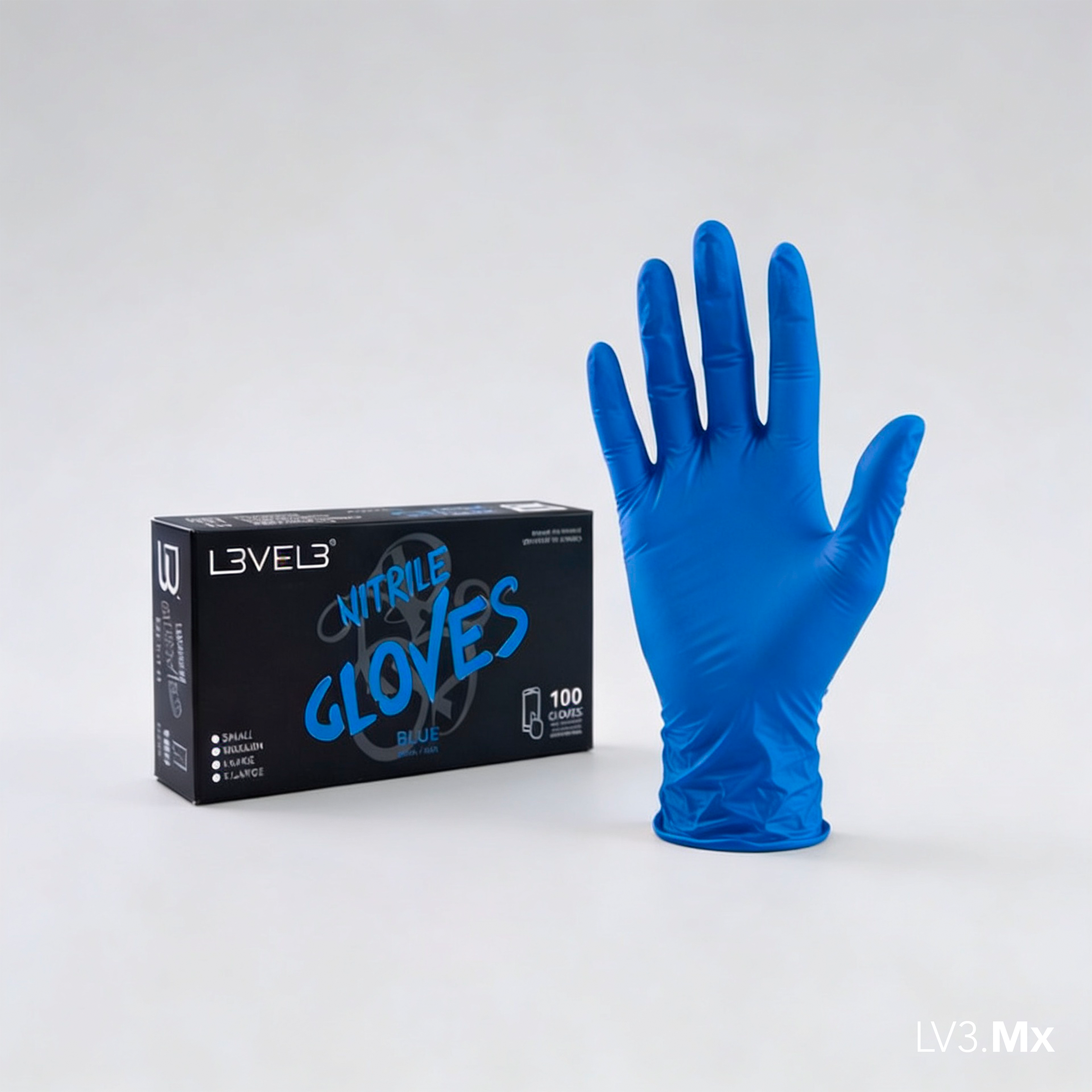 L3VEL3 NITRILE GLOVES BLUE 100CT