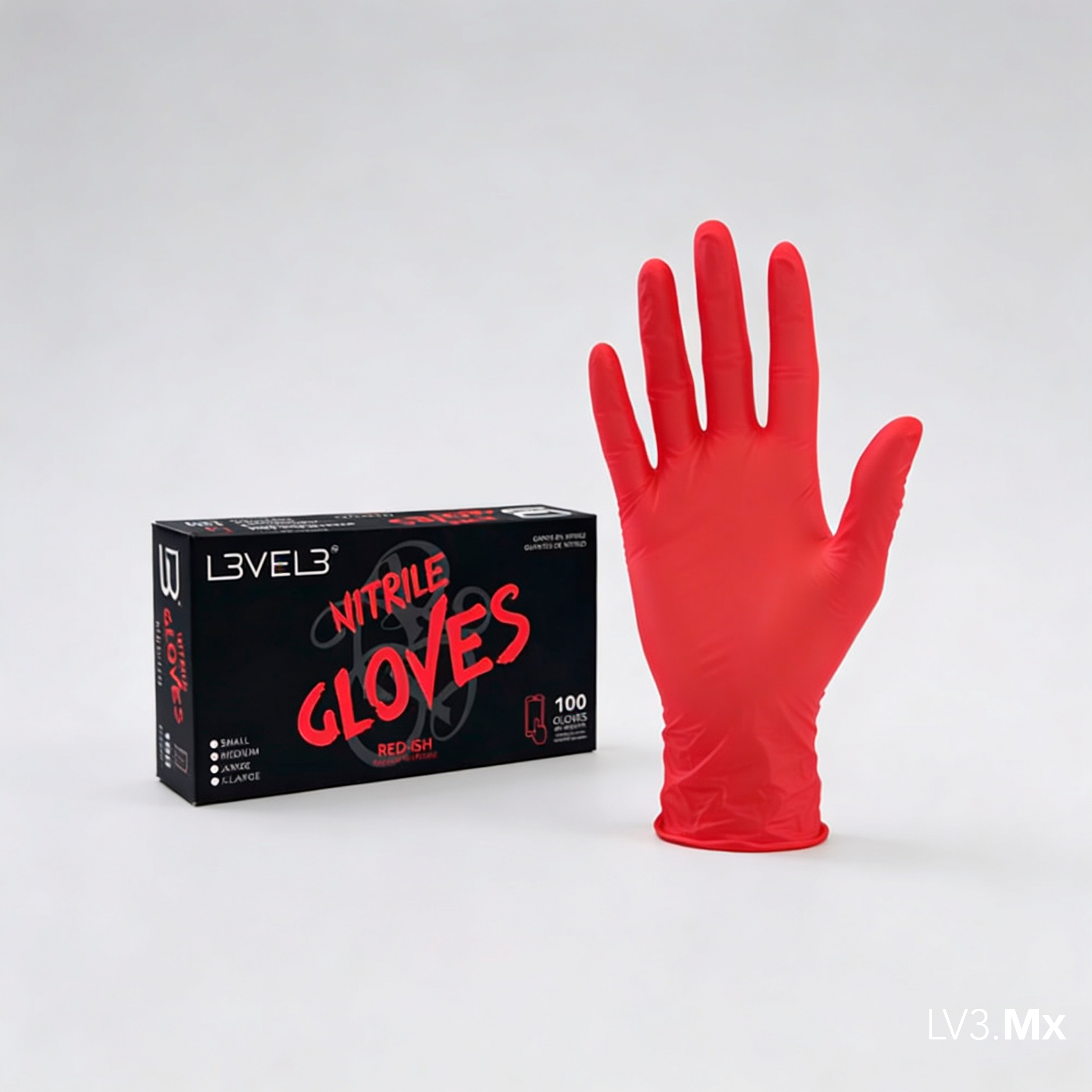 L3VEL3 NITRILE GLOVES RED-ISH 100CT