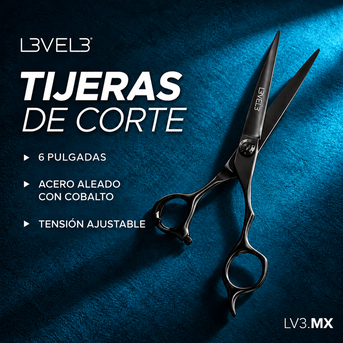 L3VEL3 6 INCH CUTTING SHEARS COBALT — Características — fondo azul