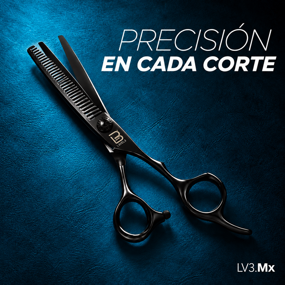 L3VEL3 6.5 THINNING SHEARS COBALT — Precisión en cada corte — fondo azul