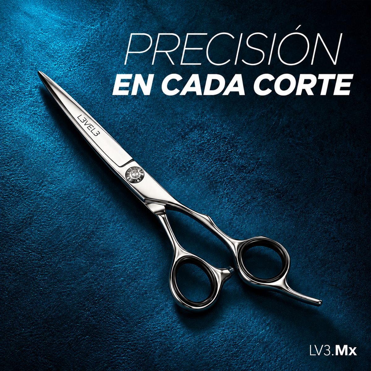 L3VEL3 6.5 INCH CUTTING SHEARS 440C — Precisión en cada corte — fondo azul