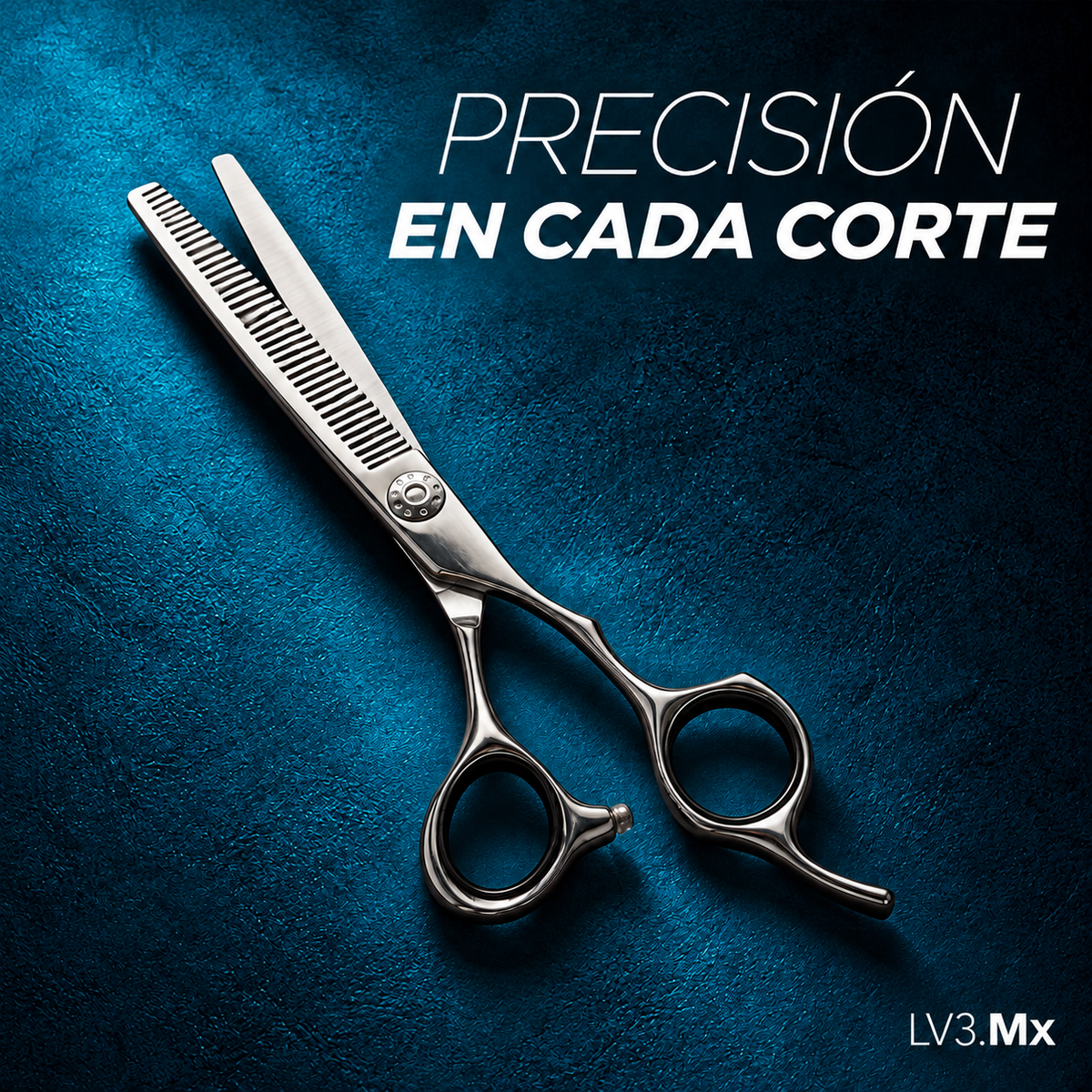 L3VEL3 6.5 THINNING SHEARS 440C — Precisión en cada corte — fondo azul