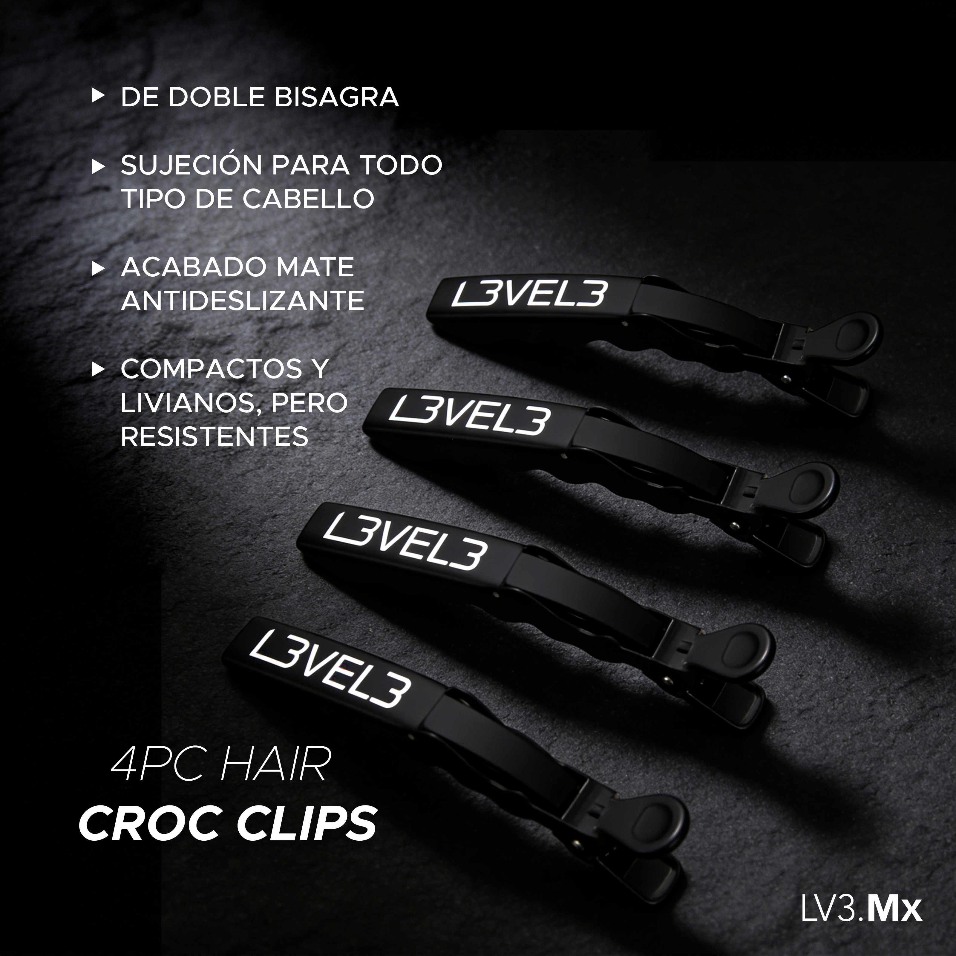 L3VEL3 4PC HAIR CROC CLIPS