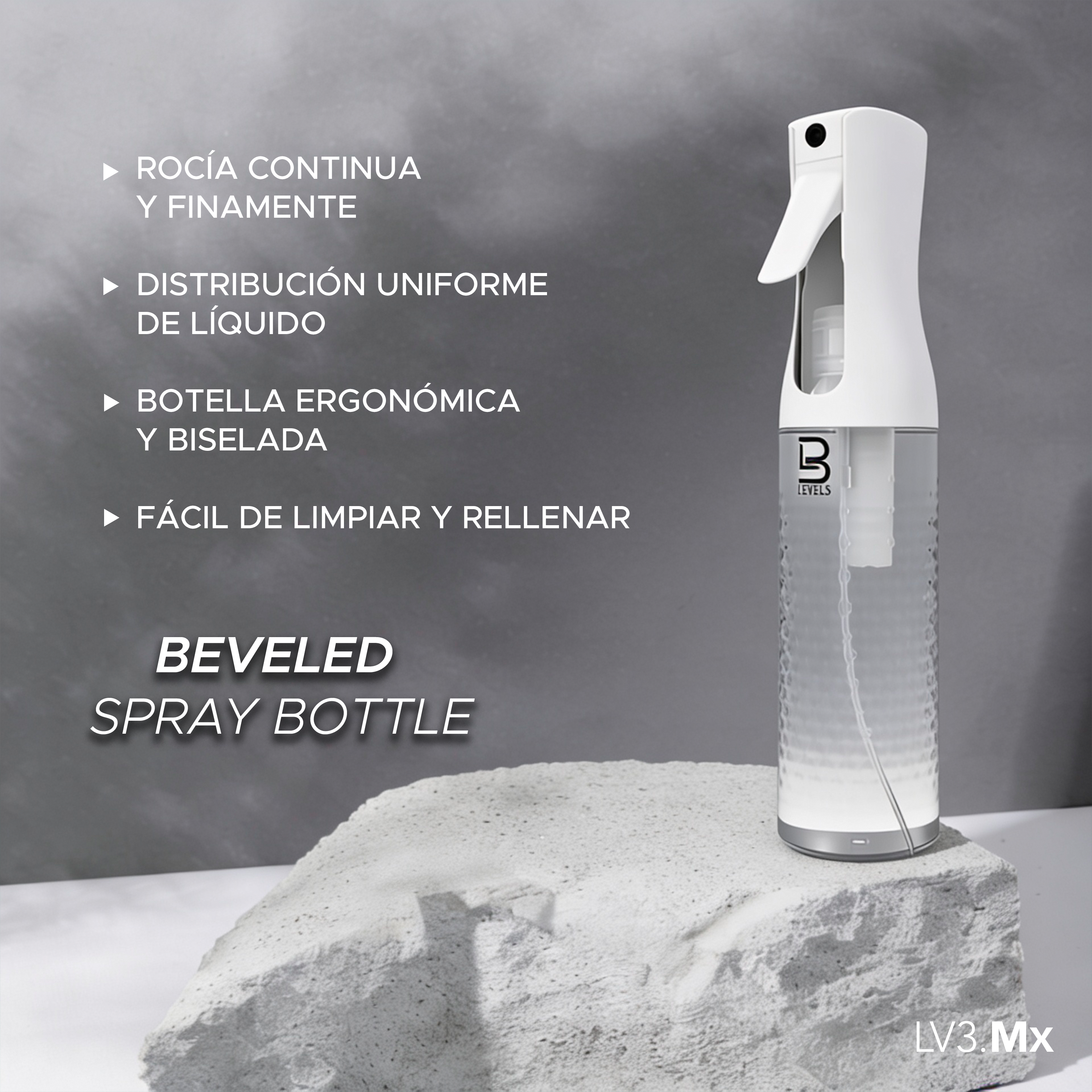 L3VEL3 BEVELED SPRAY BOTTLE WHITE/CLEAR