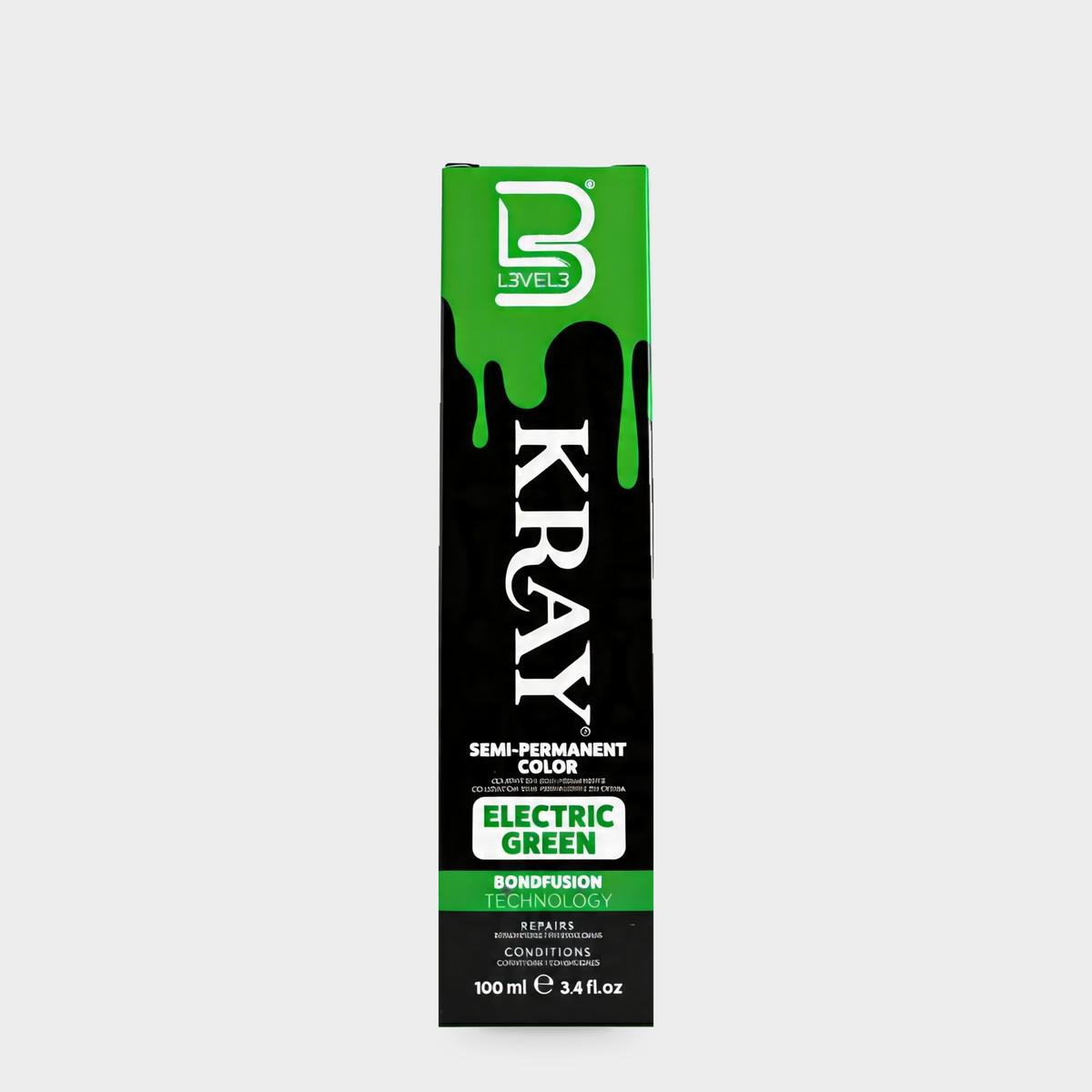 L3VEL3 Electric Green Semi Permanent Color Tube 100 ml — Portada