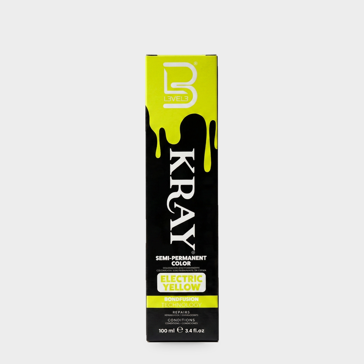 L3VEL3 Electric Yellow Semi Permanent Color Tube 100 ml — Portada