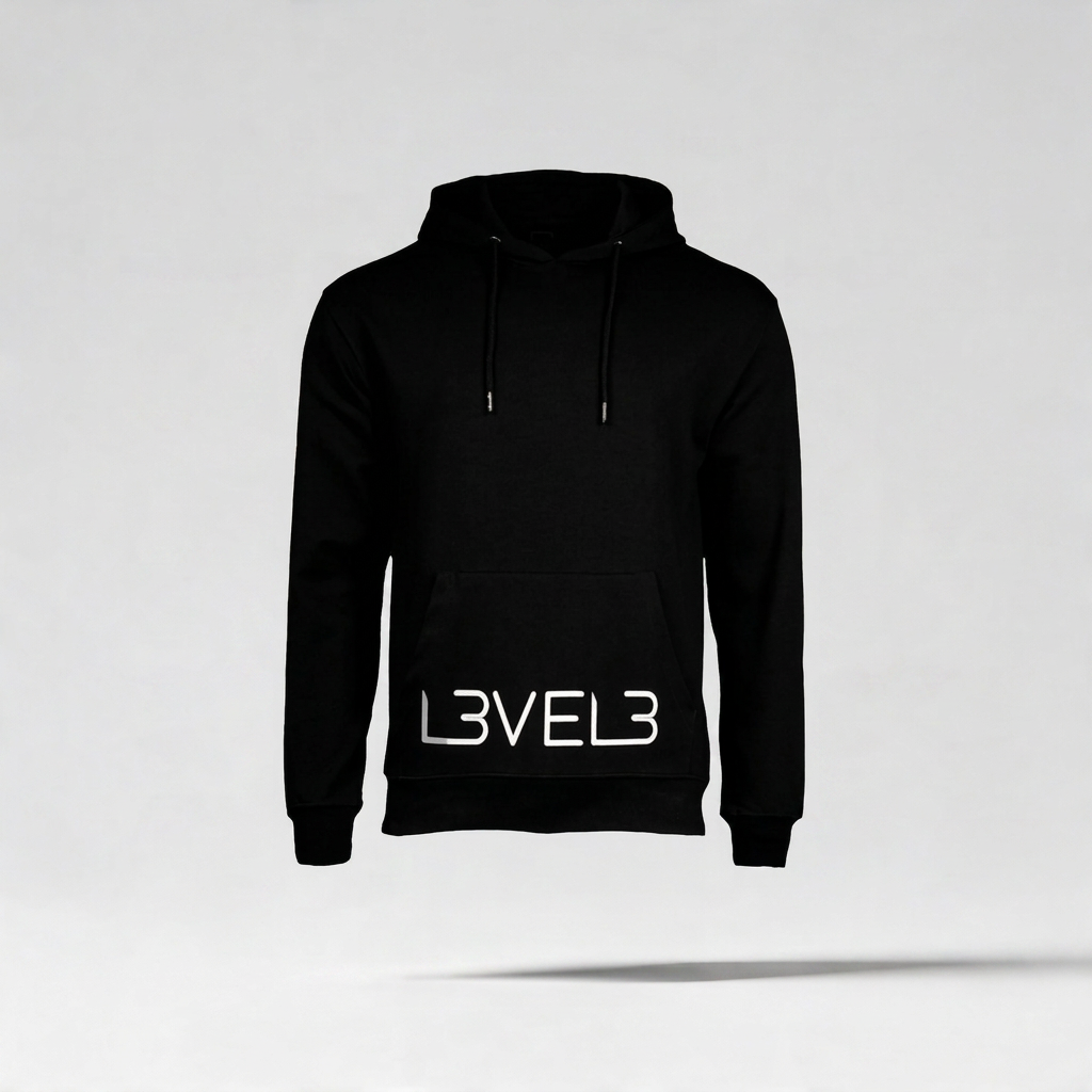 L3VEL3 ESSENTIAL HOODIE - NEGRO