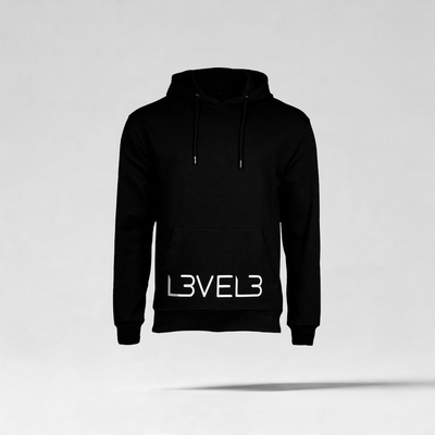 L3VEL3 ESSENTIAL HOODIE - NEGRO