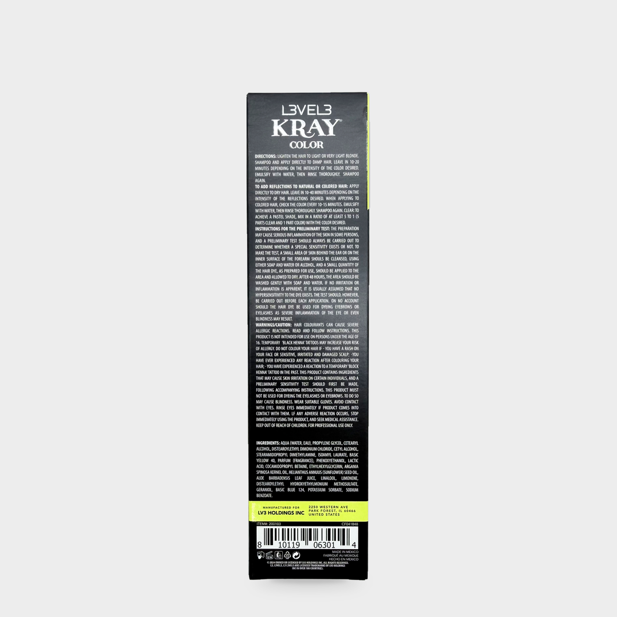 L3VEL3 Electric Yellow Semi Permanent Color Tube 100 ml — Reverso