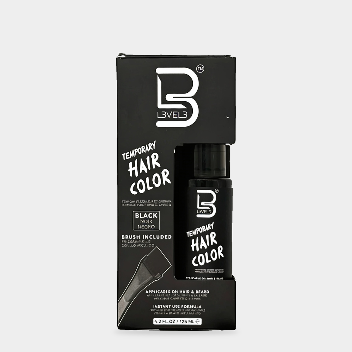 L3VEL3 Temporary Beard Color Black 125 ml - Frente