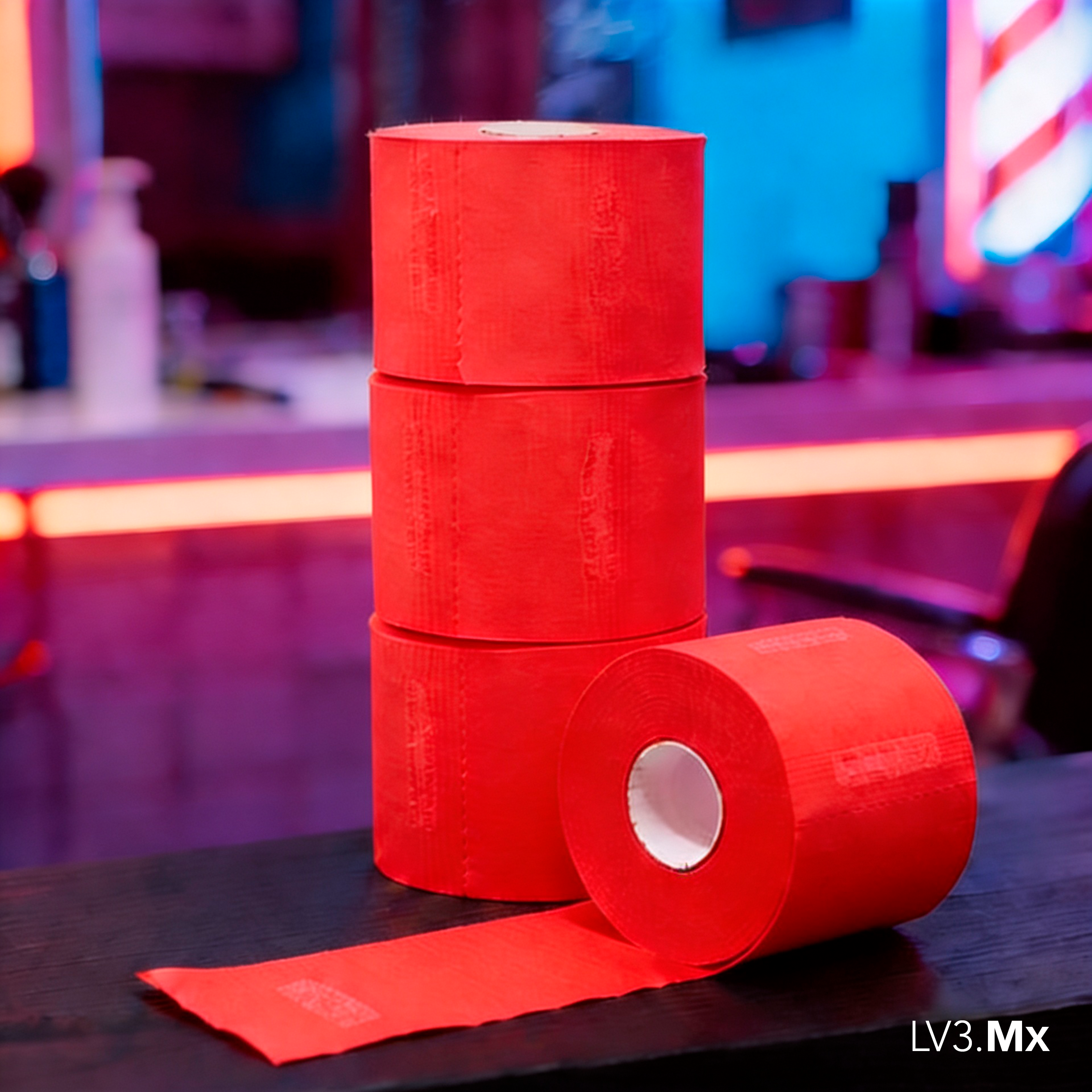 L3VEL3 5 ROLLS (100EACH) NECK PAPER RED