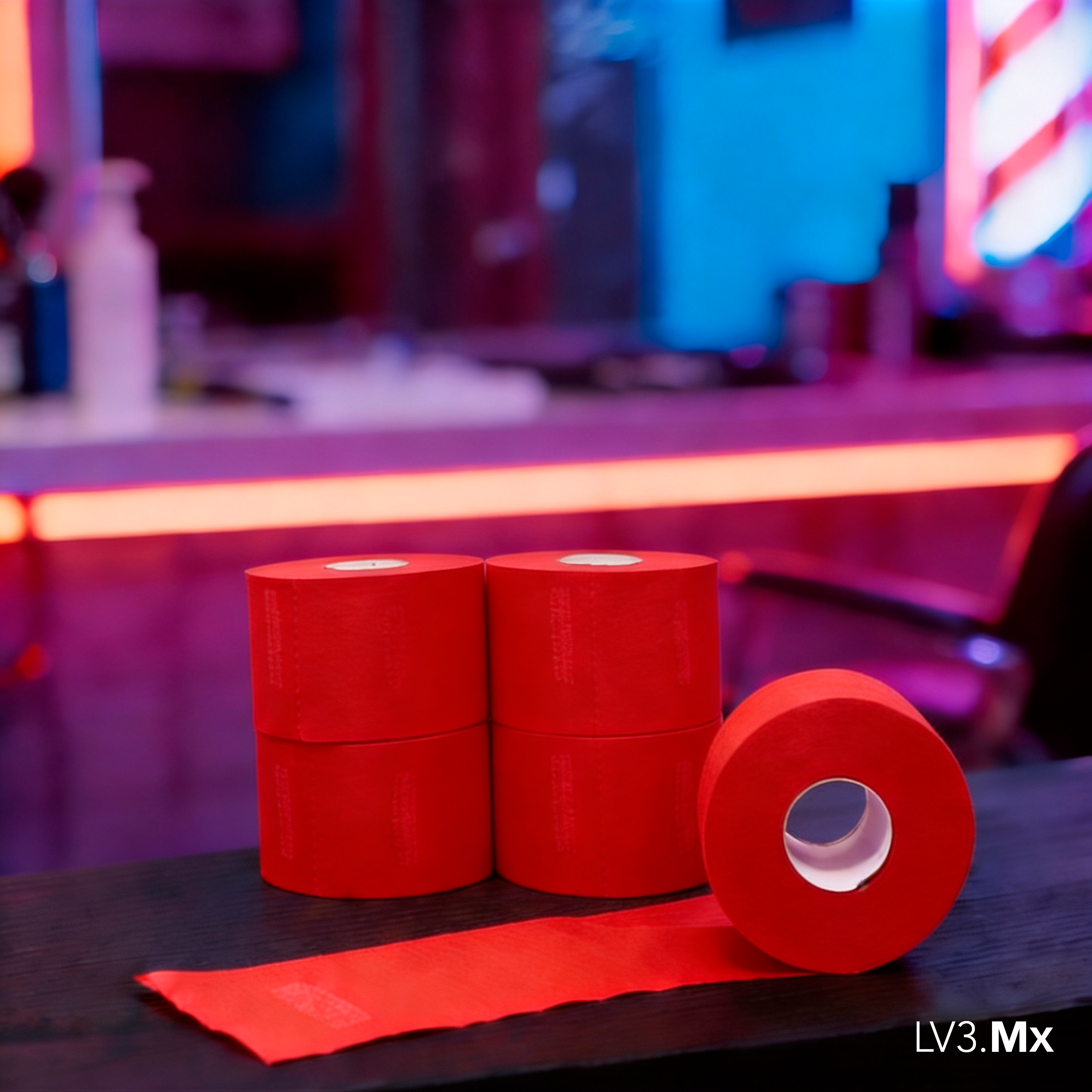 L3VEL3 5 ROLLS (100EACH) NECK PAPER RED