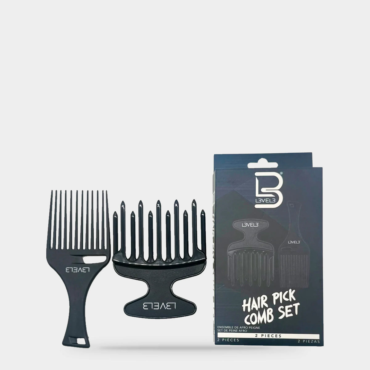 L3VEL3 2 pc Hair Pick Comb Set — Empaque
