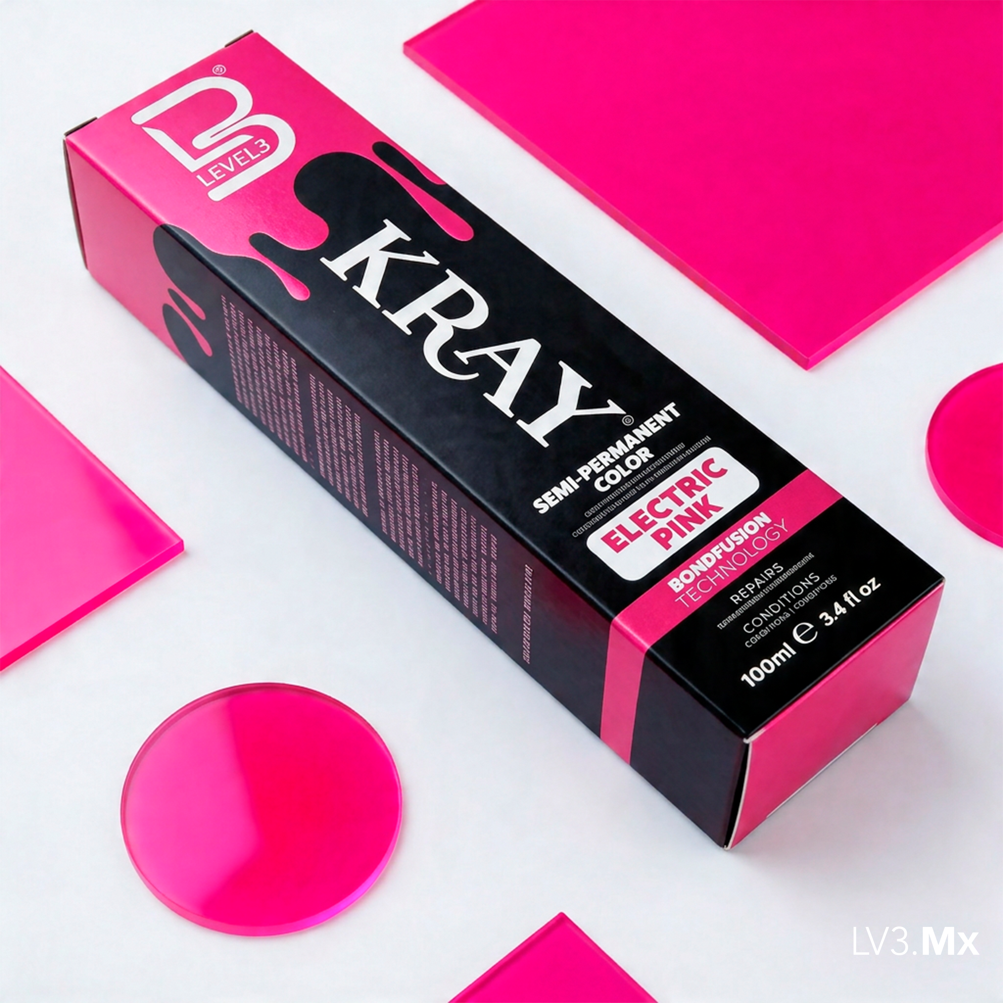 L3VEL3 ELECTRIC PINK SEMI PERMANENT COLOR TUBE 100 ml