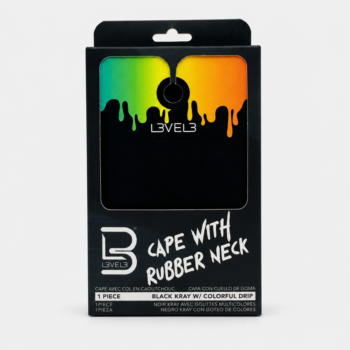 L3VEL3 Cape with Rubber Neck (Black KRAY w/Colorful Drip)