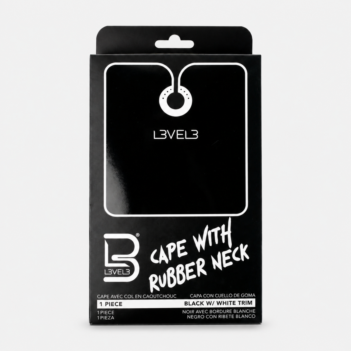 L3VEL3 Cape with Rubber Neck (Black w/White Trim)