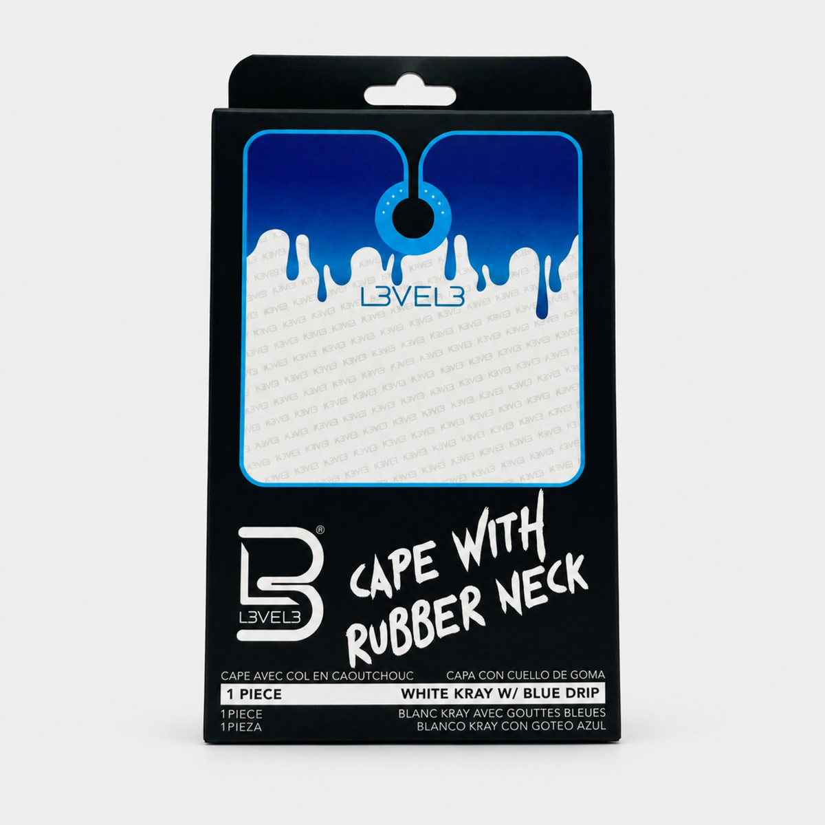 L3VEL3 Cape with Rubber Neck (White KRAY w/Blue Drip)