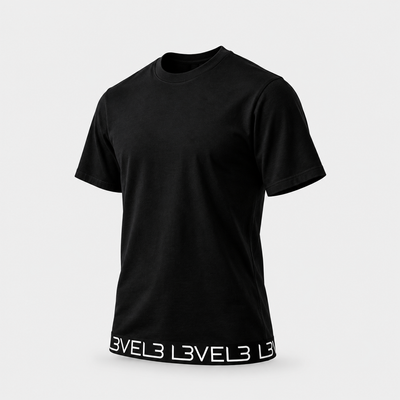 L3VEL3 Premium Logo Strip Tee - Negro — Segunda vista del producto