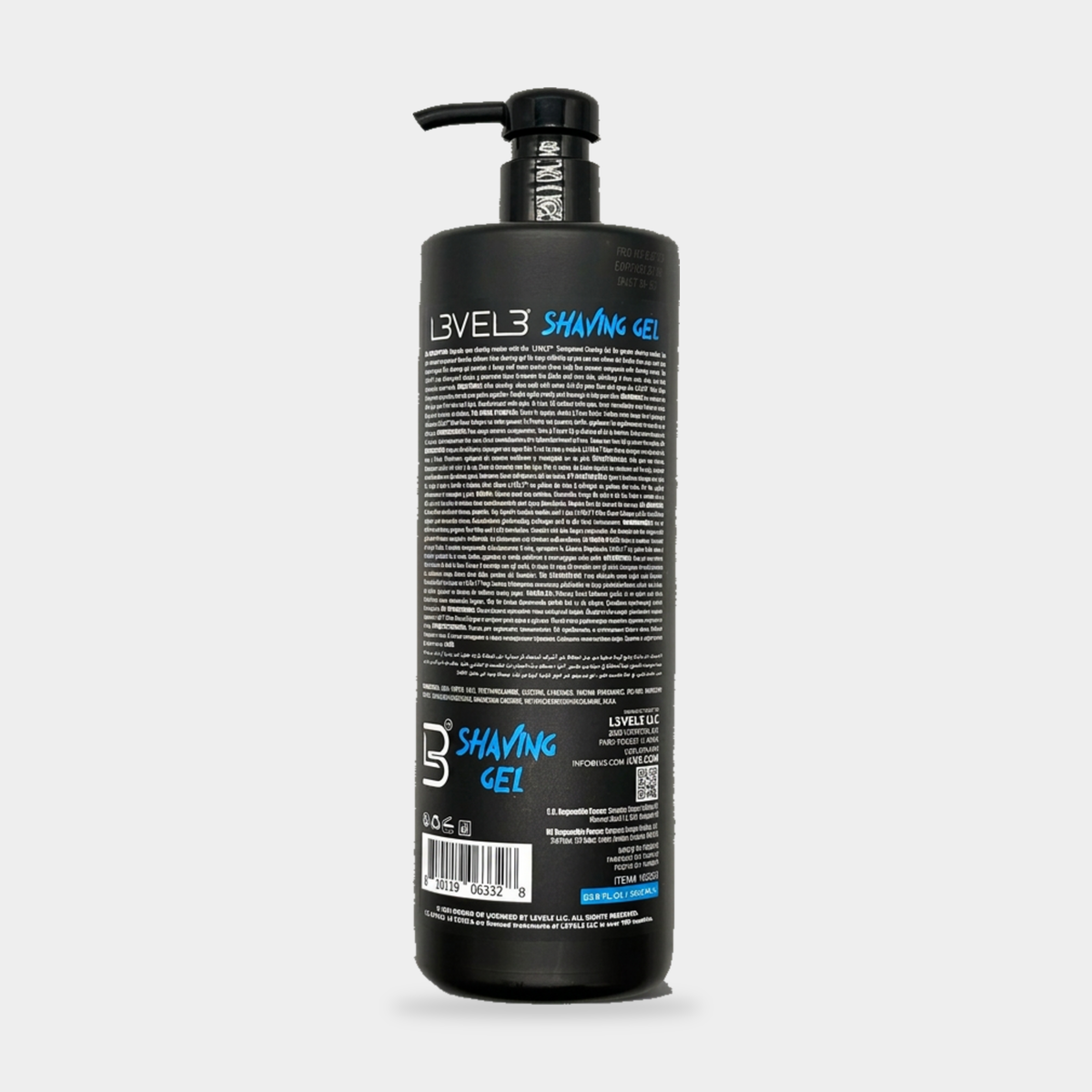 L3VEL3 Shaving Gel Aqua 1000 ml — vista posterior