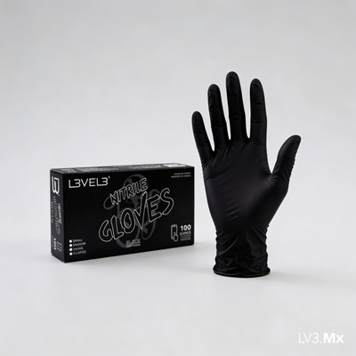 L3VEL3 NITRILE GLOVES BLACK 100CT