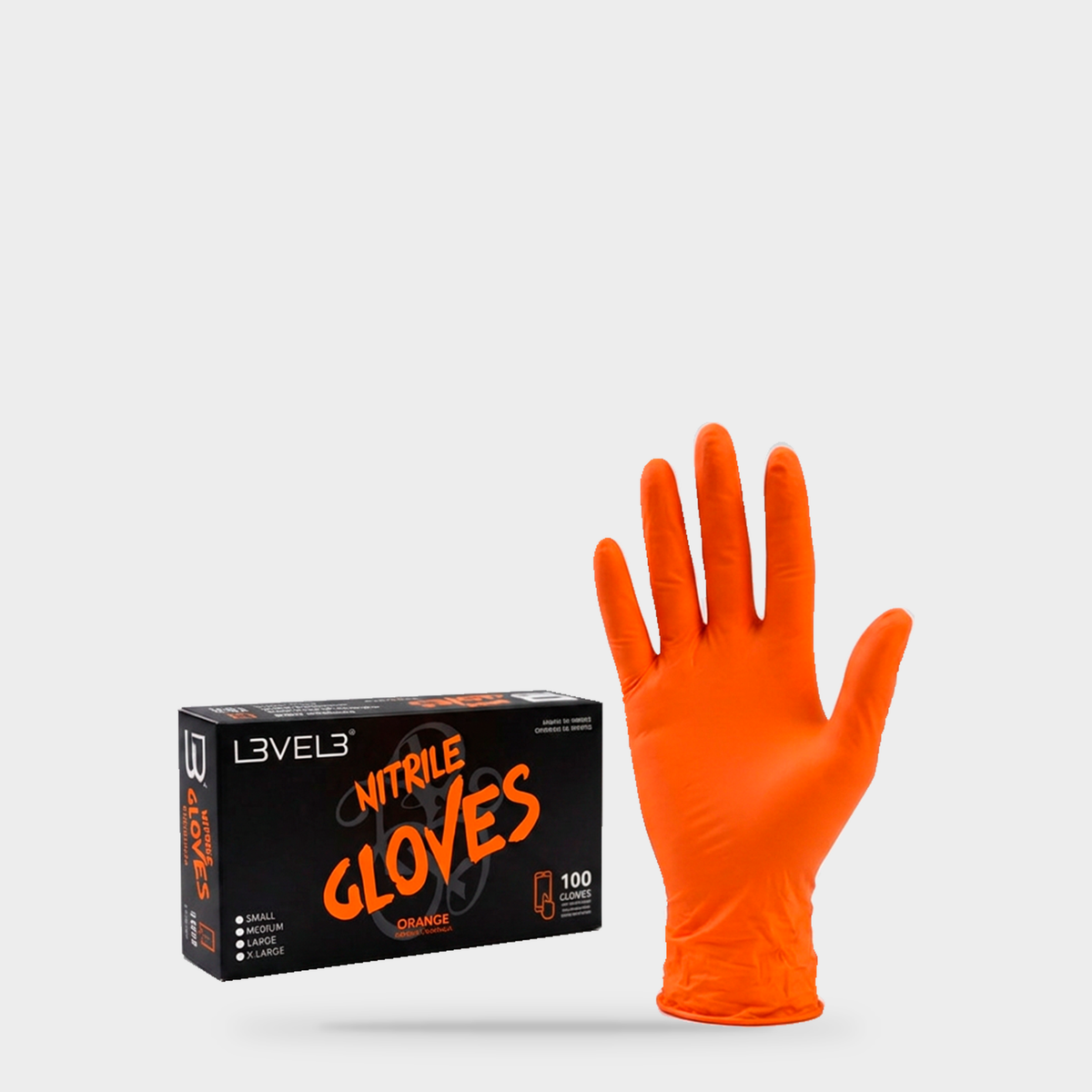 L3VEL3 Nitrile Gloves Orange 100 ct — Portada