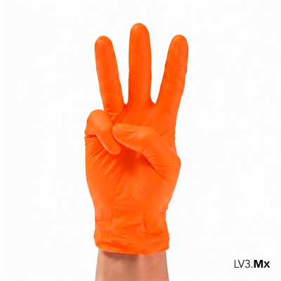 L3VEL3 NITRILE GLOVES ORANGE 100CT