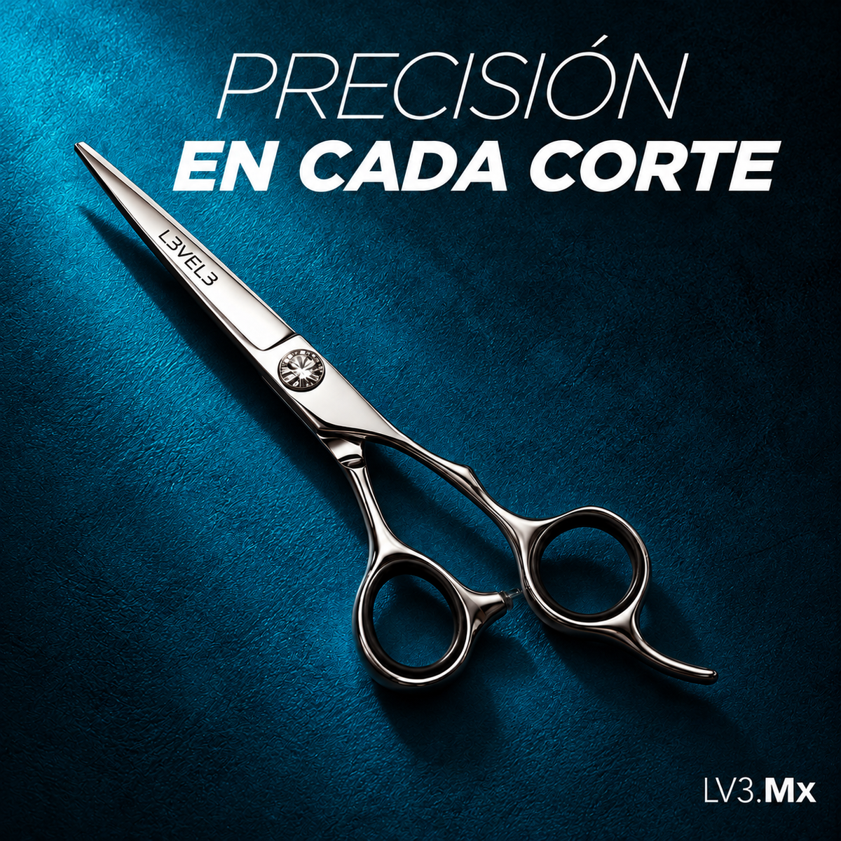 L3VEL3 6 INCH CUTTING SHEARS 440C — Precisión en cada corte — fondo azul